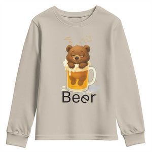 Funny Drinking Lover Youth Sweatshirt Bear In Beer Glass TS12 Sand Print Your Wear