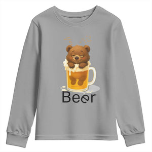 Funny Drinking Lover Youth Sweatshirt Bear In Beer Glass TS12 Sport Gray Print Your Wear
