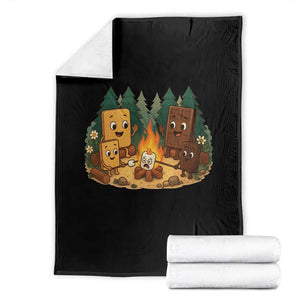 Funny Smores Camping Throw Blanket Marshmallow Chocolate Fire TS12 Black Print Your Wear