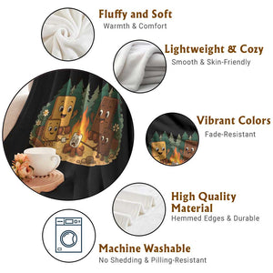 Funny Smores Camping Throw Blanket Marshmallow Chocolate Fire TS12 Print Your Wear