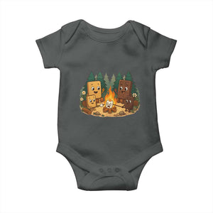 Funny Smores Camping Baby Onesie Marshmallow Chocolate Fire TS12 Dark Heather Print Your Wear
