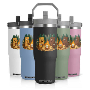 Funny Smores Camping Flip Straw Tumbler Marshmallow Chocolate Fire TS12 Print Your Wear