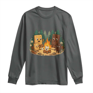 Funny Smores Camping Long Sleeve Shirt Marshmallow Chocolate Fire TS12 Dark Heather Print Your Wear