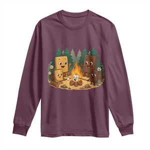 Funny Smores Camping Long Sleeve Shirt Marshmallow Chocolate Fire TS12 Maroon Print Your Wear