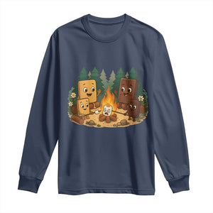 Funny Smores Camping Long Sleeve Shirt Marshmallow Chocolate Fire TS12 Navy Print Your Wear