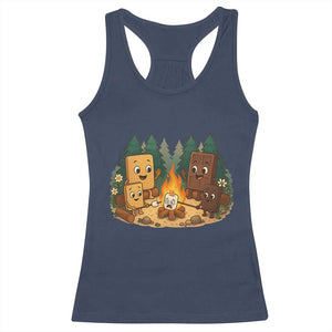 Funny Smores Camping Racerback Tank Top Marshmallow Chocolate Fire TS12 Navy Print Your Wear