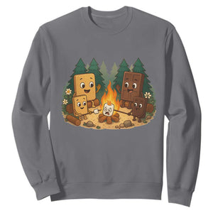 Funny Smores Camping Sweatshirt Marshmallow Chocolate Fire TS12 Charcoal Print Your Wear