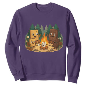 Funny Smores Camping Sweatshirt Marshmallow Chocolate Fire TS12 Purple Print Your Wear