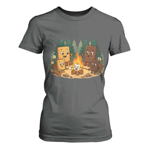 Funny Smores Camping T Shirt For Women Marshmallow Chocolate Fire TS12 Dark Heather Print Your Wear