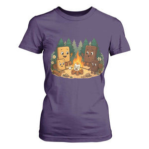 Funny Smores Camping T Shirt For Women Marshmallow Chocolate Fire TS12 Purple Print Your Wear