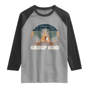 Funny Smores Camping Raglan Shirt Group Hug TS12 Sport Gray Black Print Your Wear