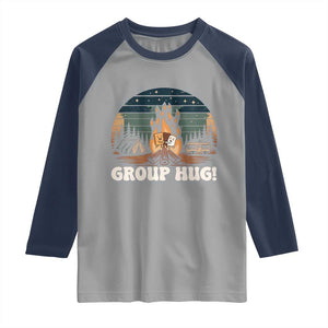 Funny Smores Camping Raglan Shirt Group Hug TS12 Sport Gray Navy Print Your Wear