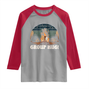 Funny Smores Camping Raglan Shirt Group Hug TS12 Sport Gray Red Print Your Wear