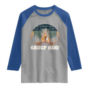 Funny Smores Camping Raglan Shirt Group Hug TS12 Sport Gray Royal Print Your Wear