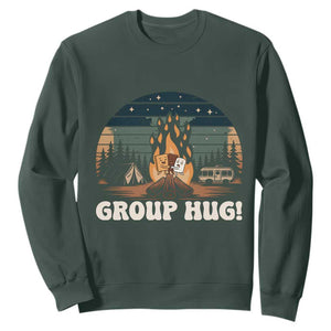 Funny Smores Camping Sweatshirt Group Hug TS12 Dark Forest Green Print Your Wear