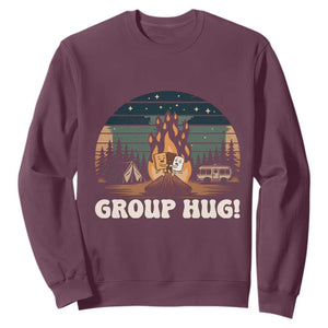 Funny Smores Camping Sweatshirt Group Hug TS12 Maroon Print Your Wear