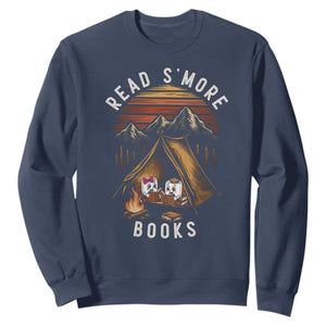 Book Lover Gift Sweatshirt Read Smore Books Camping Humor TS12 Navy Print Your Wear