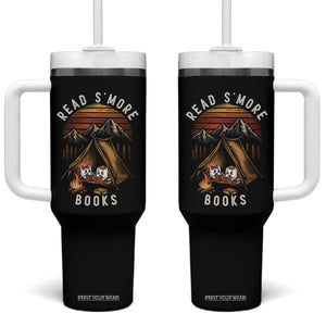 Book Lover Gift Tumbler With Handle Read Smore Books Camping Humor TS12 One Size: 40 oz Black Print Your Wear