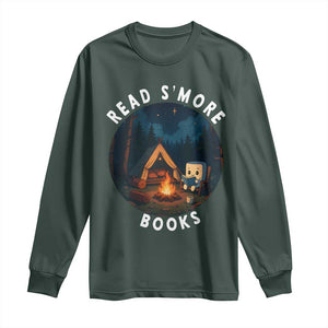 Camping Lover Long Sleeve Shirt Read Smore Books Funny Smores TS12 Dark Forest Green Print Your Wear