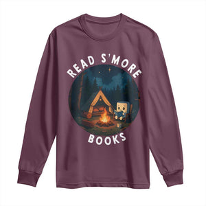 Camping Lover Long Sleeve Shirt Read Smore Books Funny Smores TS12 Maroon Print Your Wear
