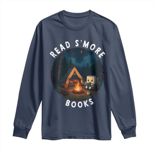 Camping Lover Long Sleeve Shirt Read Smore Books Funny Smores TS12 Navy Print Your Wear