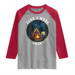 Camping Lover Raglan Shirt Read Smore Books Funny Smores TS12 Sport Gray Red Print Your Wear