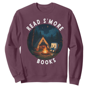 Camping Lover Sweatshirt Read Smore Books Funny Smores TS12 Maroon Print Your Wear