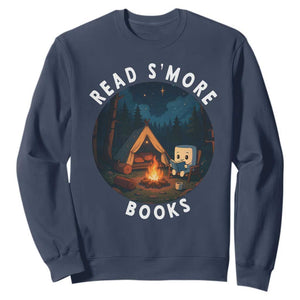 Camping Lover Sweatshirt Read Smore Books Funny Smores TS12 Navy Print Your Wear