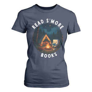 Camping Lover T Shirt For Women Read Smore Books Funny Smores TS12 Navy Print Your Wear