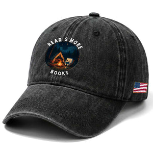 Camping Lover Washed Cotton Baseball Cap Read Smore Books Funny Smores TS12 Print Your Wear