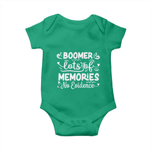 Baby Boomer Generation Baby Onesie Lots Of Memories No Evidence TS12 Irish Green Print Your Wear