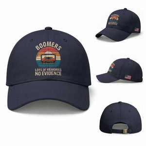 Funny Baby Boomers Lots Of Memories No Evidence Gift Baseball Cap TS12 Baseball Cap Universal Fit Navy Print Your Wear