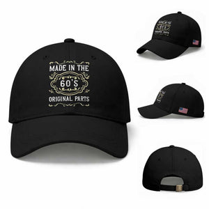 Made In The 60s Original Parts Baseball Cap Vintage Baby Boomer Gift TS12 Baseball Cap Universal Fit Black Print Your Wear