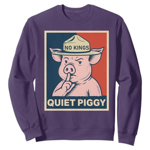 Funny No Kings Quiet Piggy Meme Sweatshirt Political Humor Gift TS12 Purple Print Your Wear