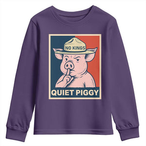 Funny No Kings Quiet Piggy Meme Youth Sweatshirt Political Humor Gift TS12 Purple Print Your Wear