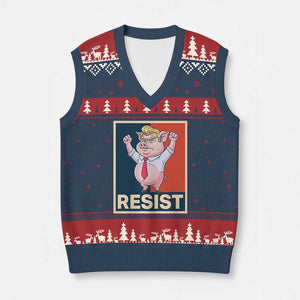 Funny Freedom Pig Resistance Movement Political Satire Meme Gift V-Neck Knit Sweater Vest TS12 Navy Red Print Your Wear