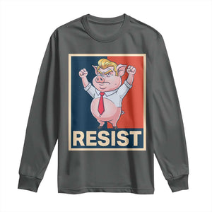 Funny Freedom Pig Resistance Movement Political Satire Meme Gift Long Sleeve Shirt TS12 Dark Heather Print Your Wear
