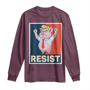 Funny Freedom Pig Resistance Movement Political Satire Meme Gift Long Sleeve Shirt TS12 Maroon Print Your Wear