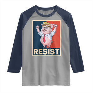 Funny Freedom Pig Resistance Movement Political Satire Meme Gift Raglan Shirt TS12 Sport Gray Navy Print Your Wear