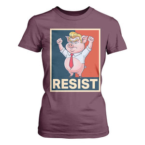 Funny Freedom Pig Resistance Movement Political Satire Meme Gift T Shirt For Women TS12 Maroon Print Your Wear