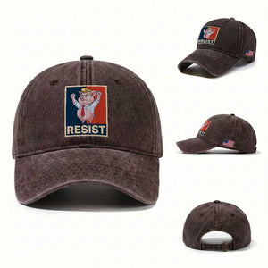 Funny Freedom Pig Resistance Movement Political Satire Meme Gift Washed Cotton Baseball Cap TS12 Washed Cap Universal Fit Dark Brown Print Your Wear