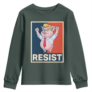 Funny Freedom Pig Resistance Movement Political Satire Meme Gift Youth Sweatshirt TS12 Dark Forest Green Print Your Wear