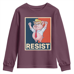 Funny Freedom Pig Resistance Movement Political Satire Meme Gift Youth Sweatshirt TS12 Maroon Print Your Wear