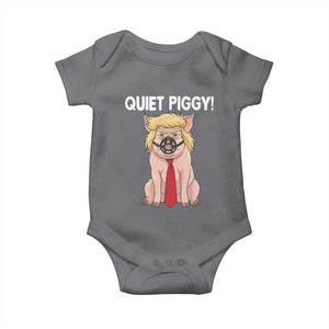Quiet Quiet Piggy Baby Onesie Funny Sarcastic Political Anti Authoritarian TS12 Charcoal Print Your Wear