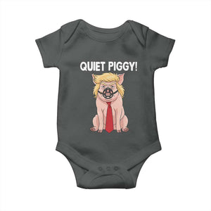Quiet Quiet Piggy Baby Onesie Funny Sarcastic Political Anti Authoritarian TS12 Dark Heather Print Your Wear