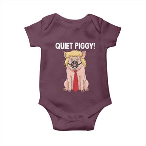 Quiet Quiet Piggy Baby Onesie Funny Sarcastic Political Anti Authoritarian TS12 Maroon Print Your Wear
