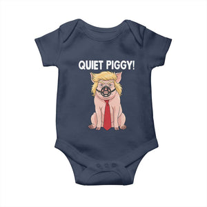 Quiet Quiet Piggy Baby Onesie Funny Sarcastic Political Anti Authoritarian TS12 Navy Print Your Wear