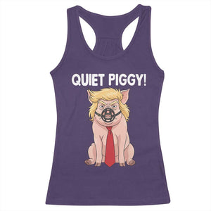 Quiet Quiet Piggy Racerback Tank Top Funny Sarcastic Political Anti Authoritarian TS12 Purple Print Your Wear