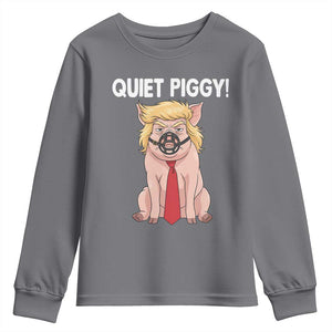 Quiet Quiet Piggy Youth Sweatshirt Funny Sarcastic Political Anti Authoritarian TS12 Charcoal Print Your Wear