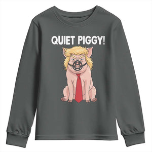 Quiet Quiet Piggy Youth Sweatshirt Funny Sarcastic Political Anti Authoritarian TS12 Dark Heather Print Your Wear